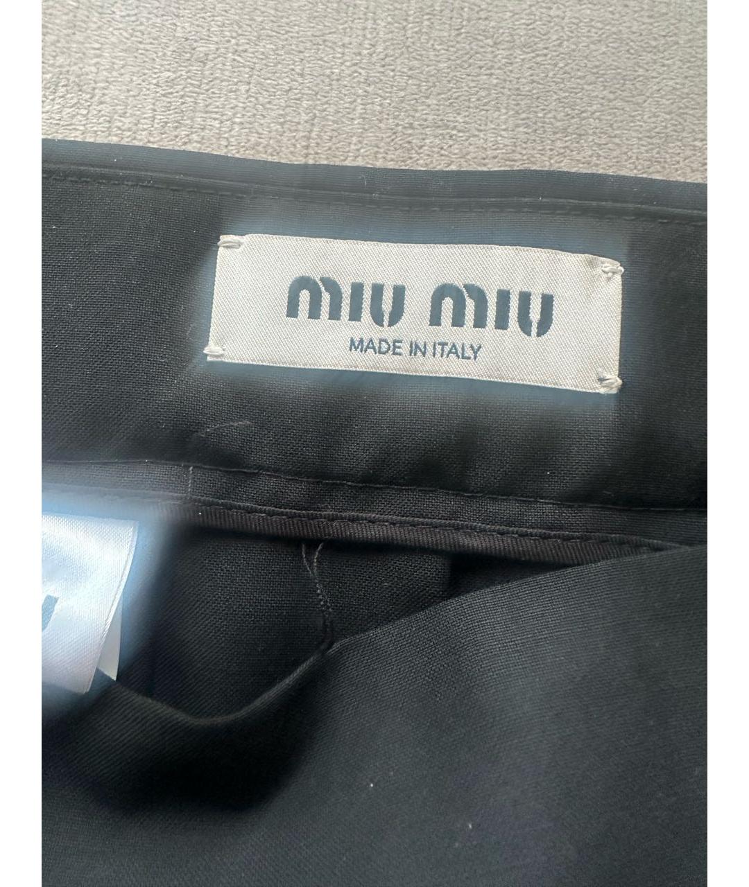 MIU MIU Черная шерстяная юбка мини, фото 6