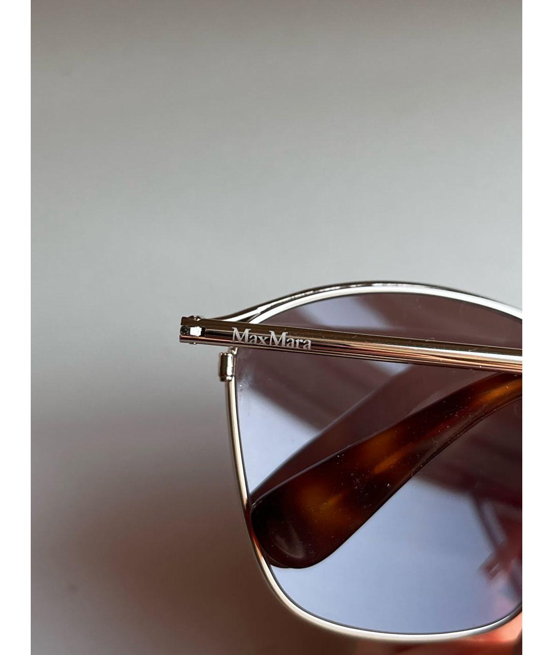 MAX MARA Золотые металлические солнцезащитные очки, фото 4