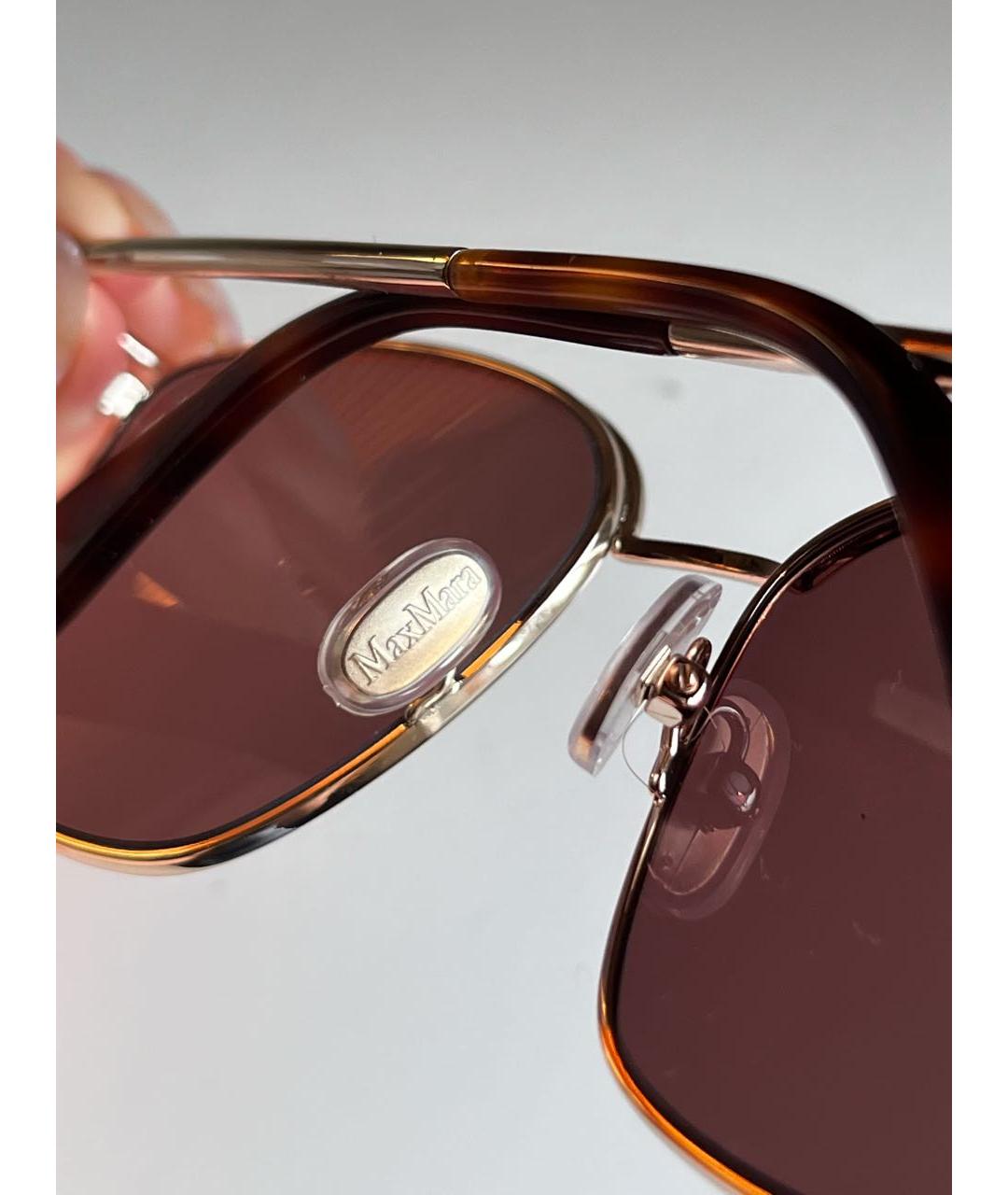 MAX MARA Золотые металлические солнцезащитные очки, фото 5
