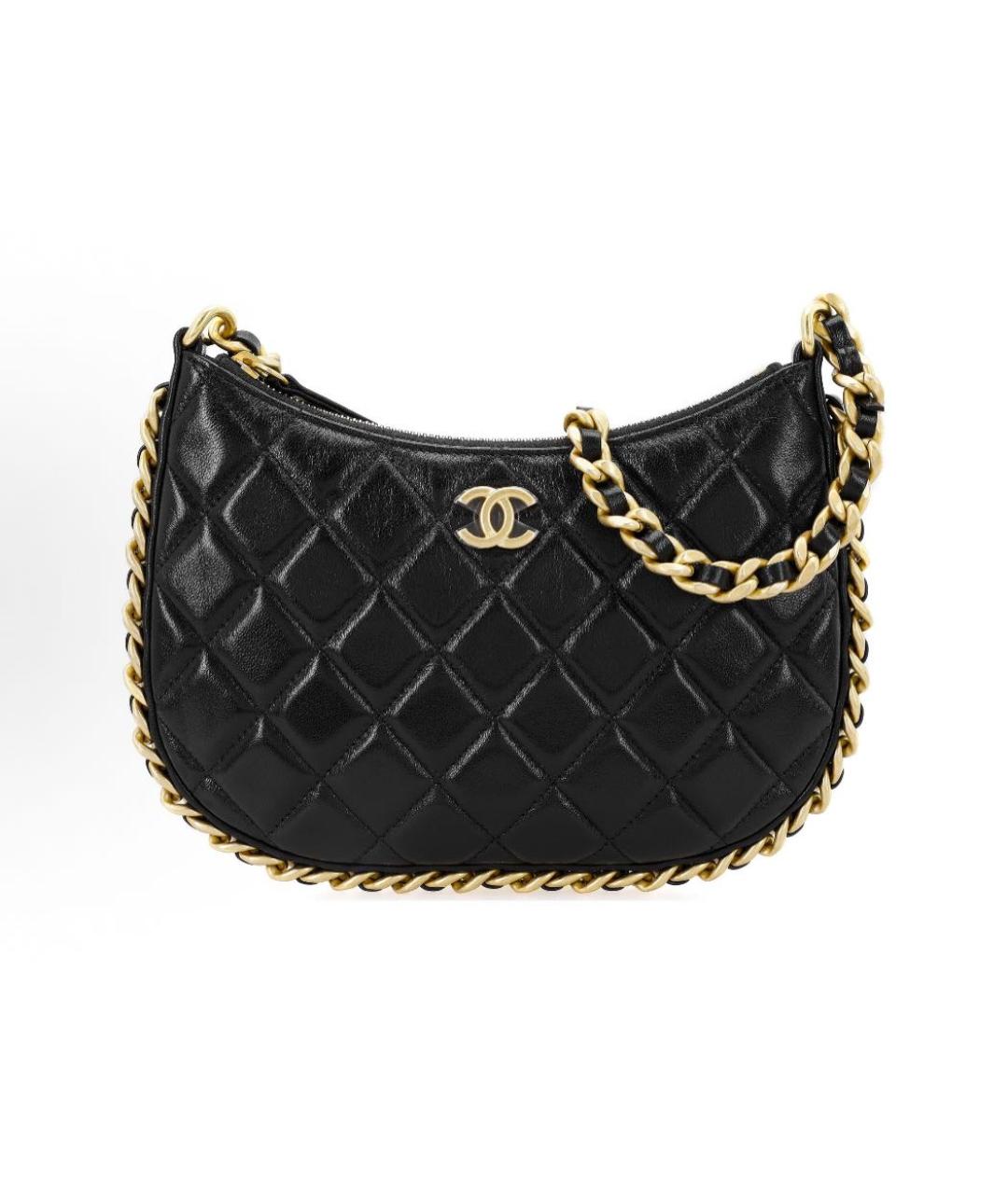 CHANEL Черная кожаная сумка через плечо, фото 6
