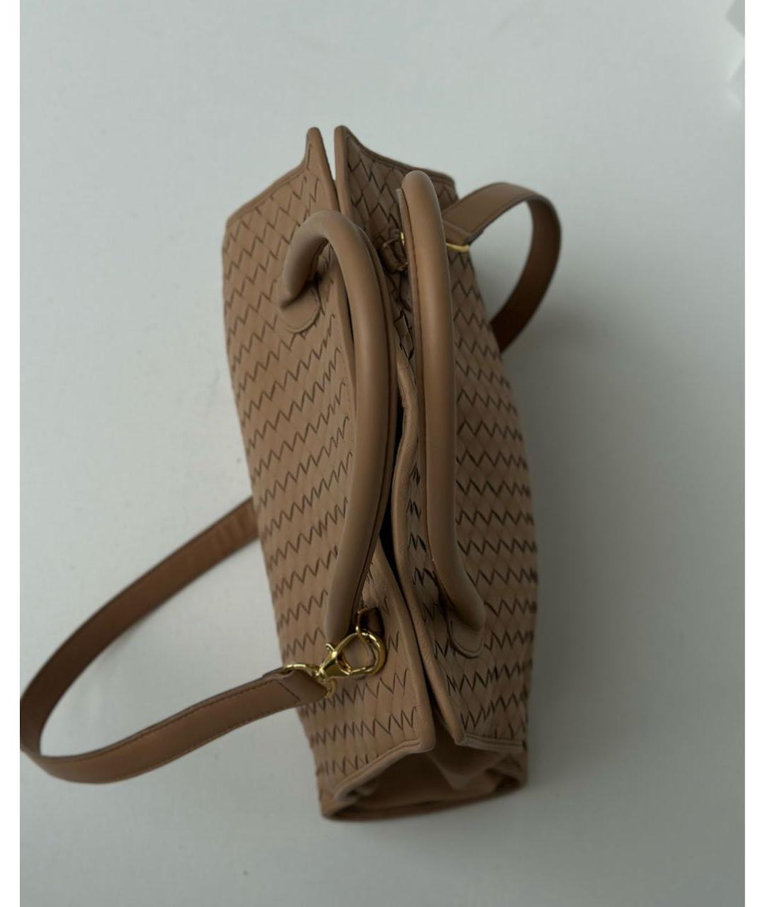 BOTTEGA VENETA Бежевая кожаная сумка с короткими ручками, фото 2