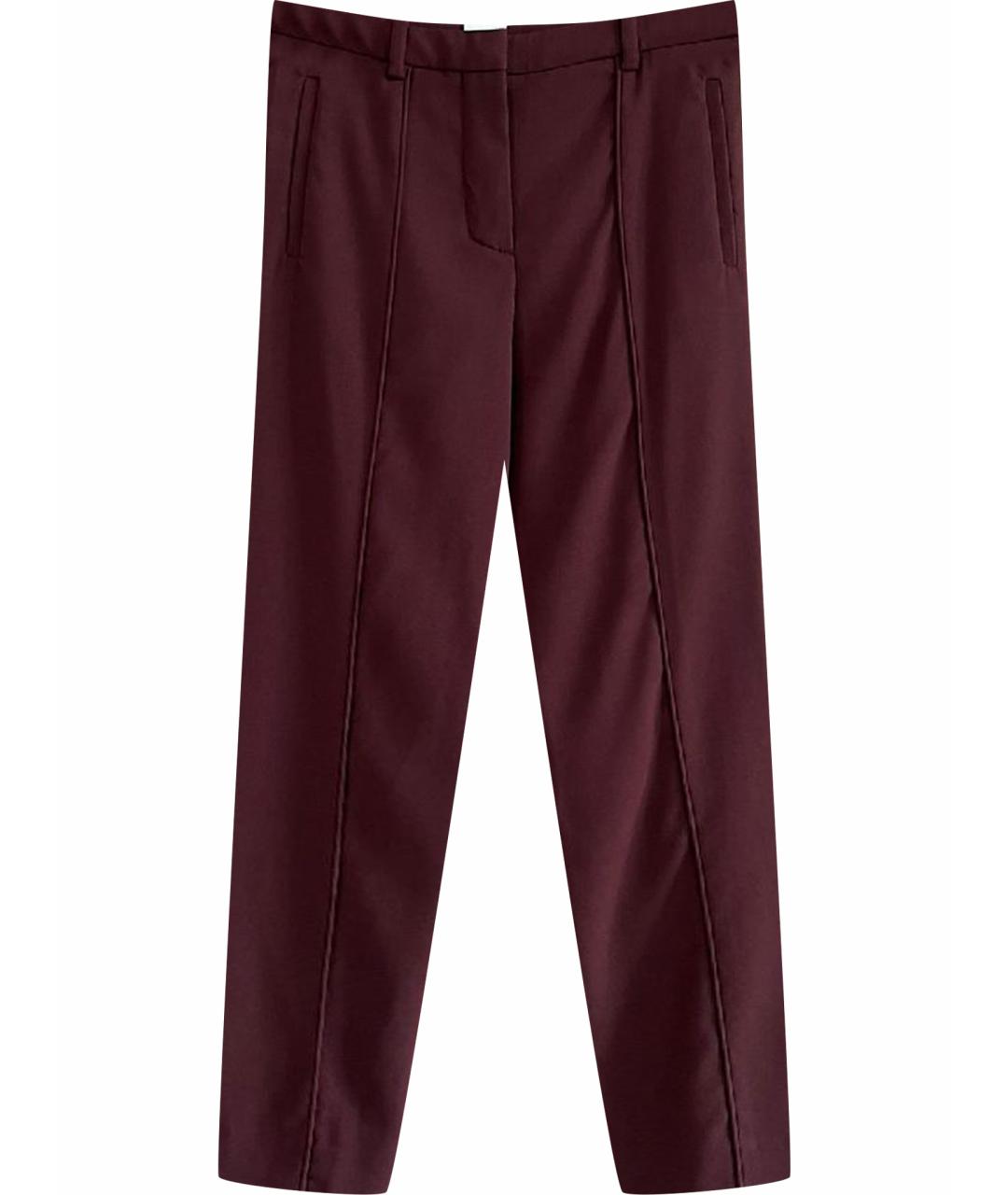 HERMES Бордовые хлопковые прямые брюки, фото 1