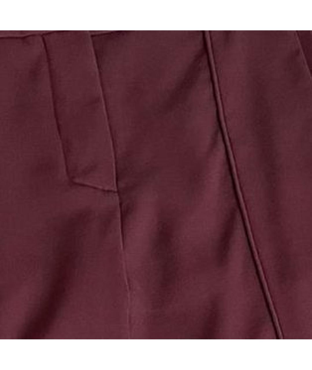 HERMES Бордовые хлопковые прямые брюки, фото 4