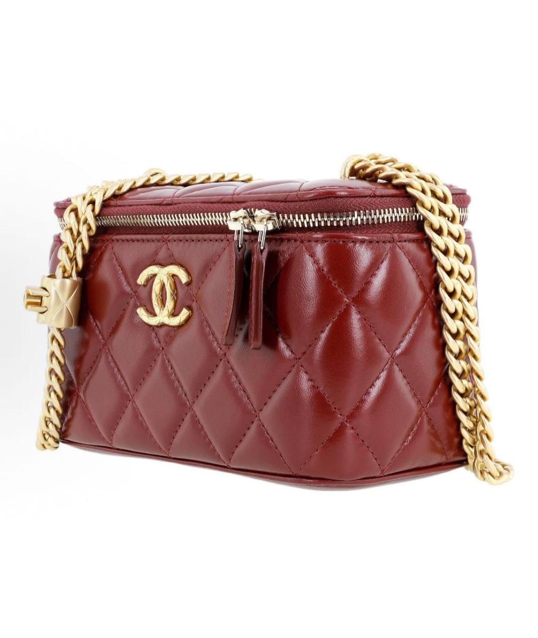 CHANEL Бордовая кожаная сумка через плечо, фото 2