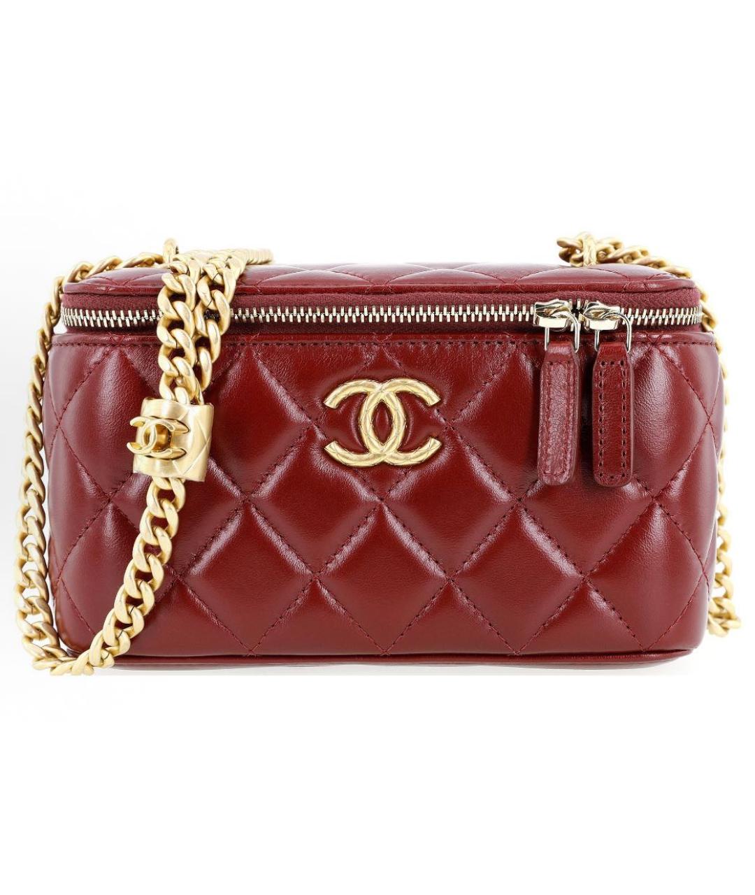CHANEL Бордовая кожаная сумка через плечо, фото 6