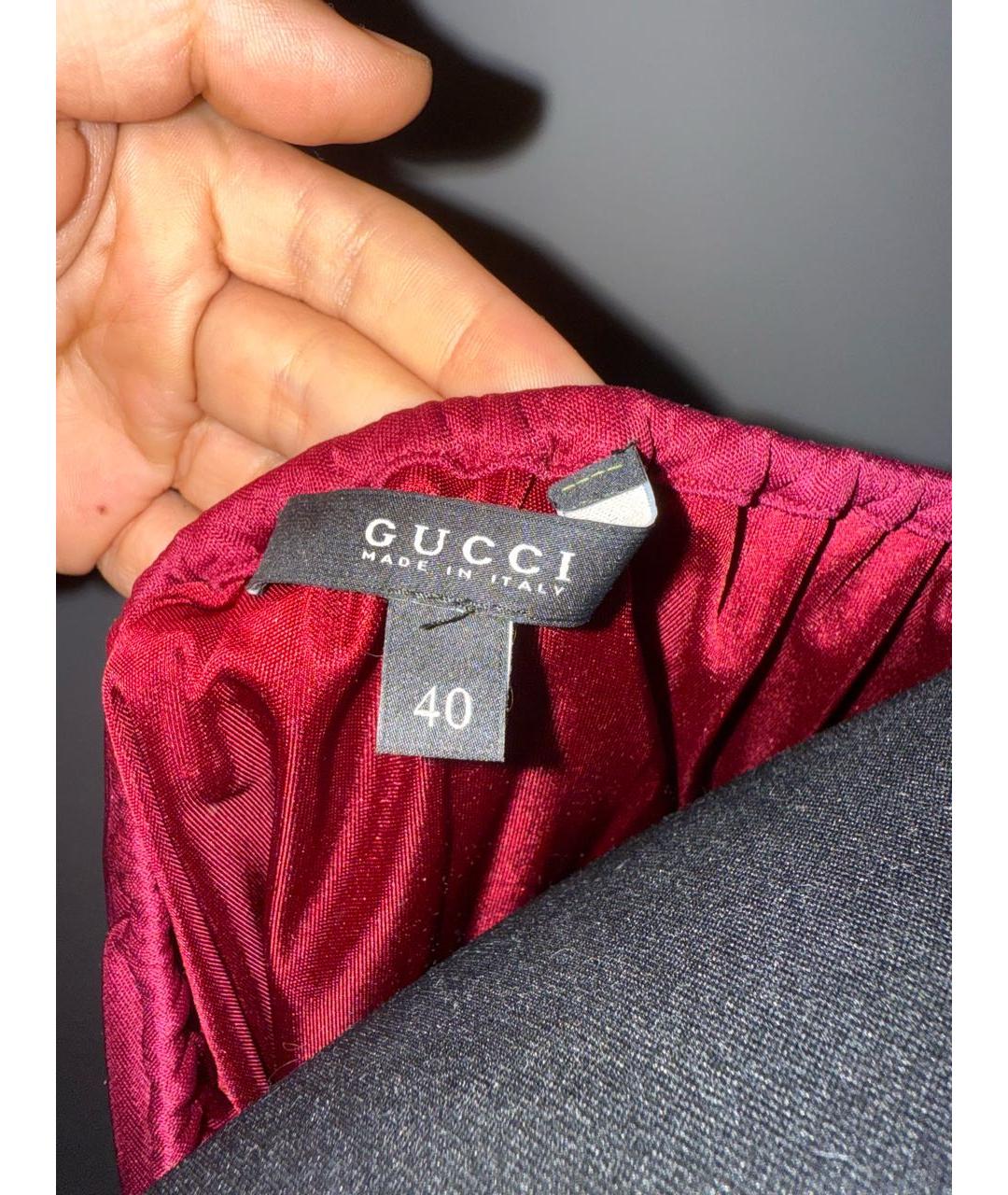 GUCCI Бордовая ацетатная блузы, фото 4