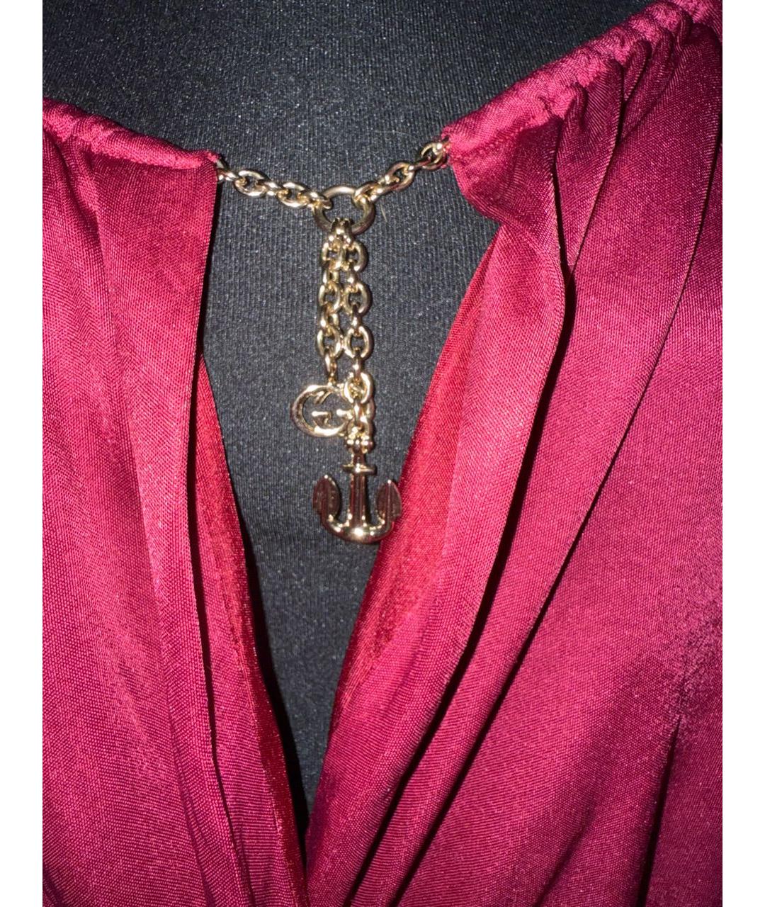 GUCCI Бордовая ацетатная блузы, фото 6