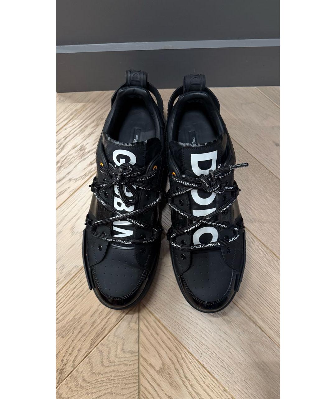 DOLCE&GABBANA Черные кожаные низкие кроссовки / кеды, фото 2