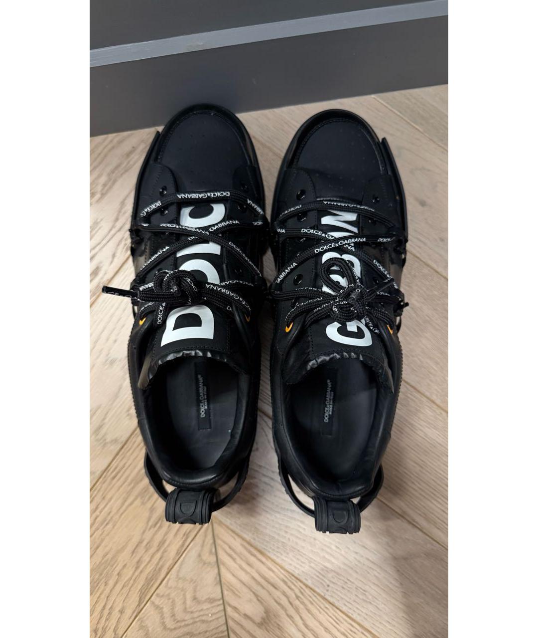 DOLCE&GABBANA Черные кожаные низкие кроссовки / кеды, фото 3