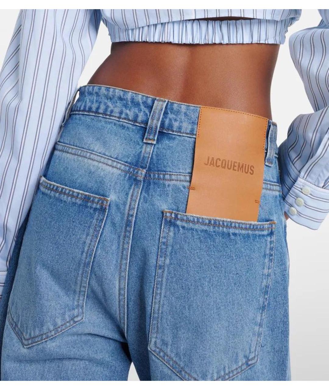 JACQUEMUS Голубые хлопковые прямые джинсы, фото 5