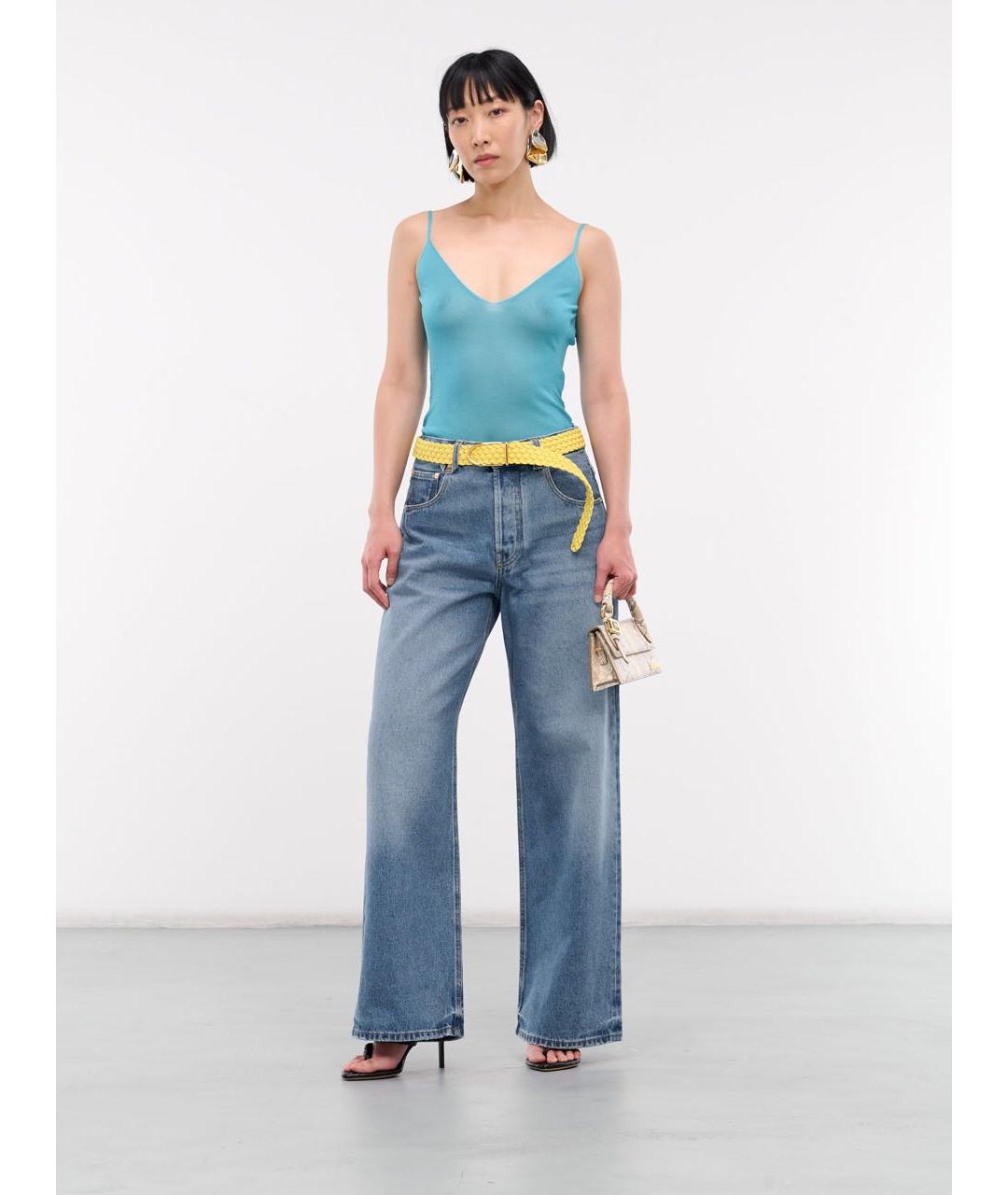 JACQUEMUS Голубые хлопковые прямые джинсы, фото 7
