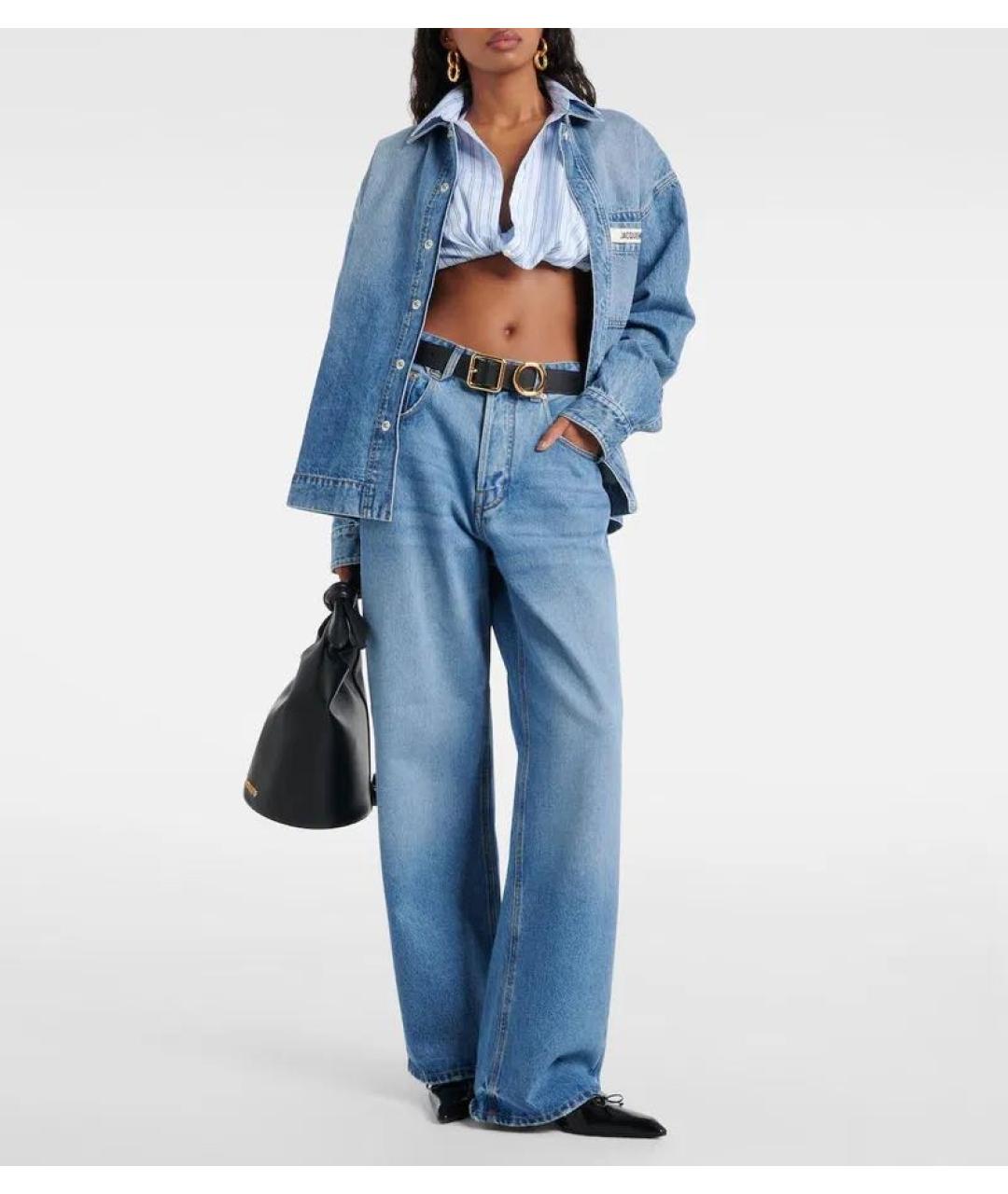 JACQUEMUS Голубые хлопковые прямые джинсы, фото 2