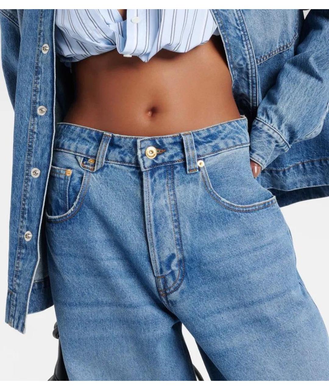 JACQUEMUS Голубые хлопковые прямые джинсы, фото 4