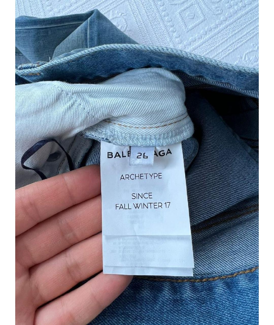 BALENCIAGA Темно-синие хлопковые прямые джинсы, фото 7