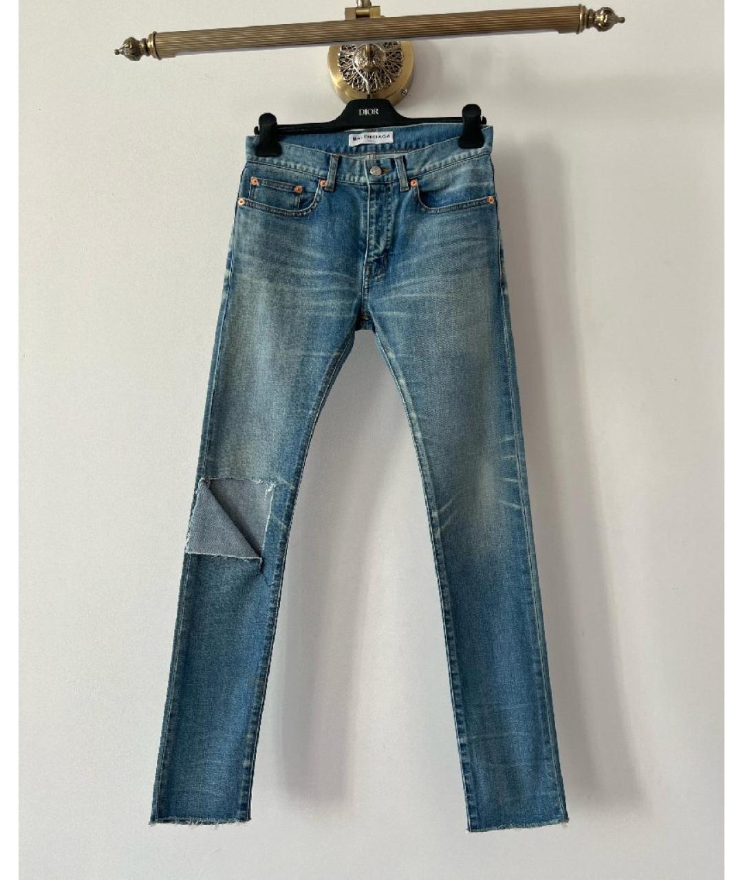 BALENCIAGA Темно-синие хлопковые прямые джинсы, фото 10