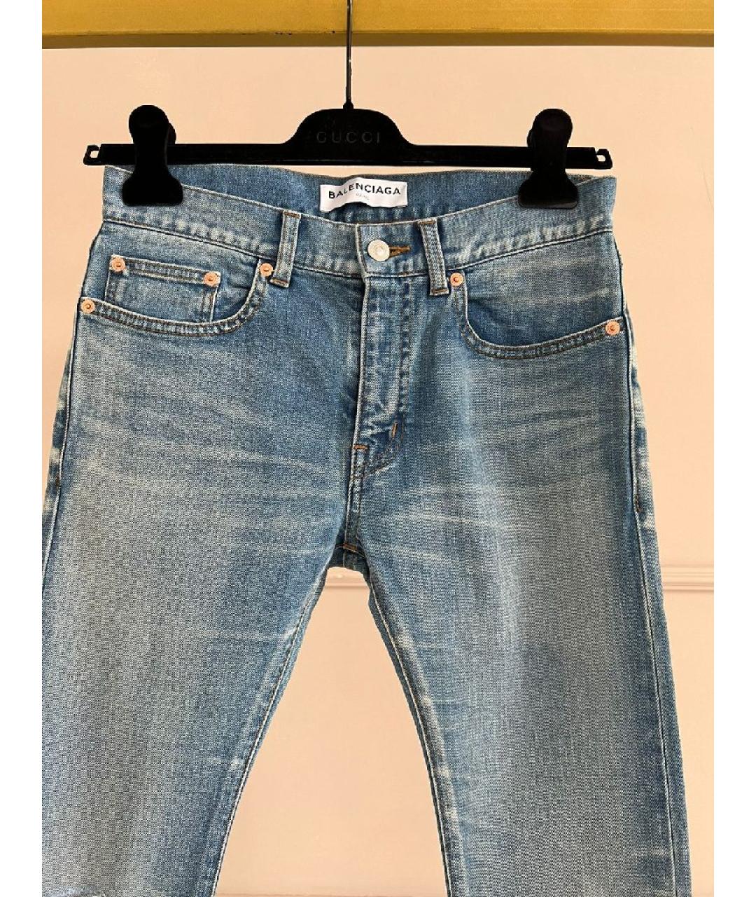 BALENCIAGA Темно-синие хлопковые прямые джинсы, фото 3