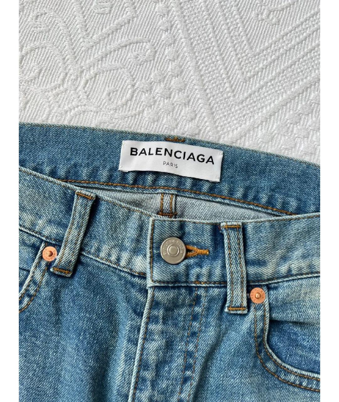 BALENCIAGA Темно-синие хлопковые прямые джинсы, фото 4