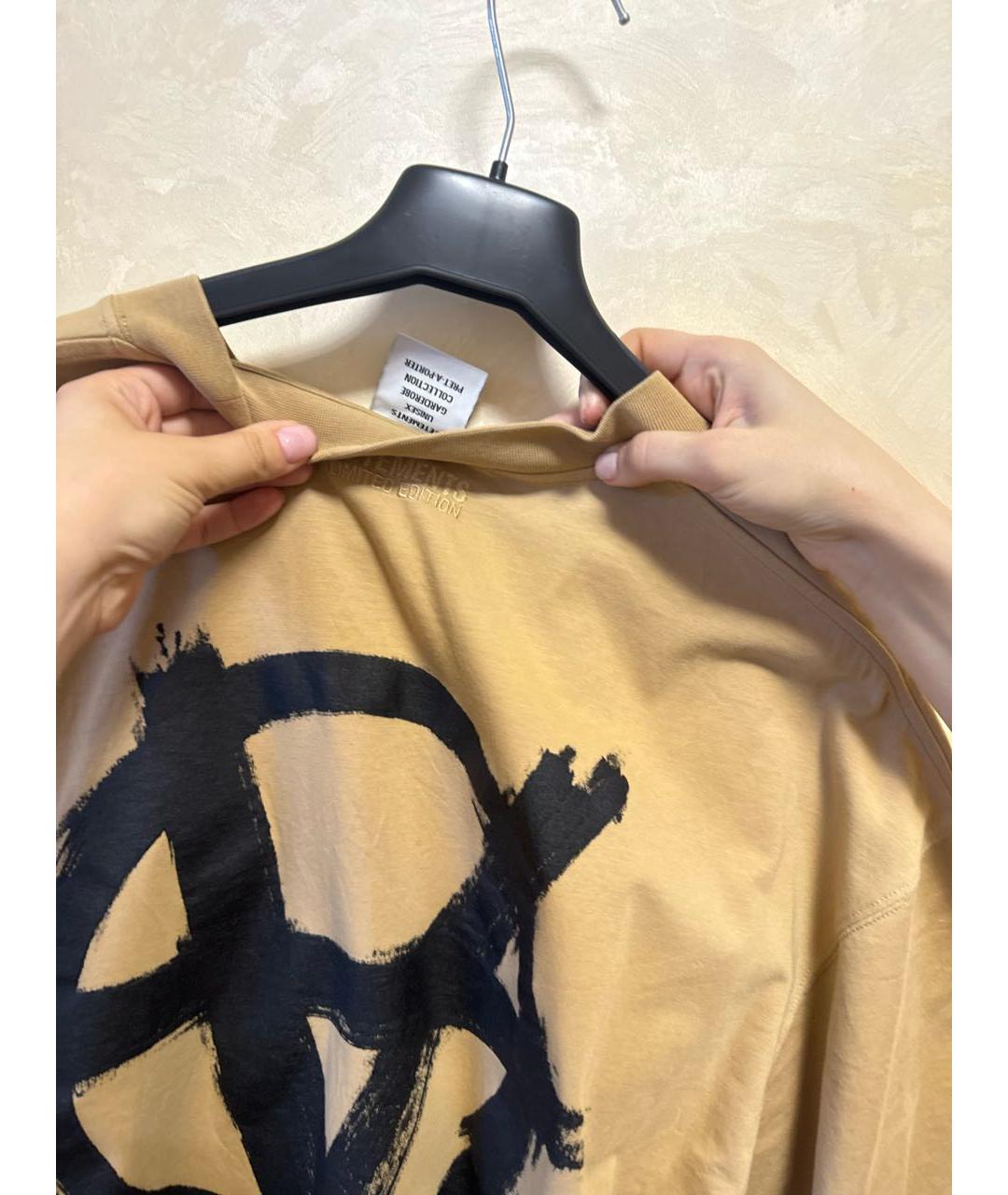 VETEMENTS Бежевая хлопковая футболка, фото 3