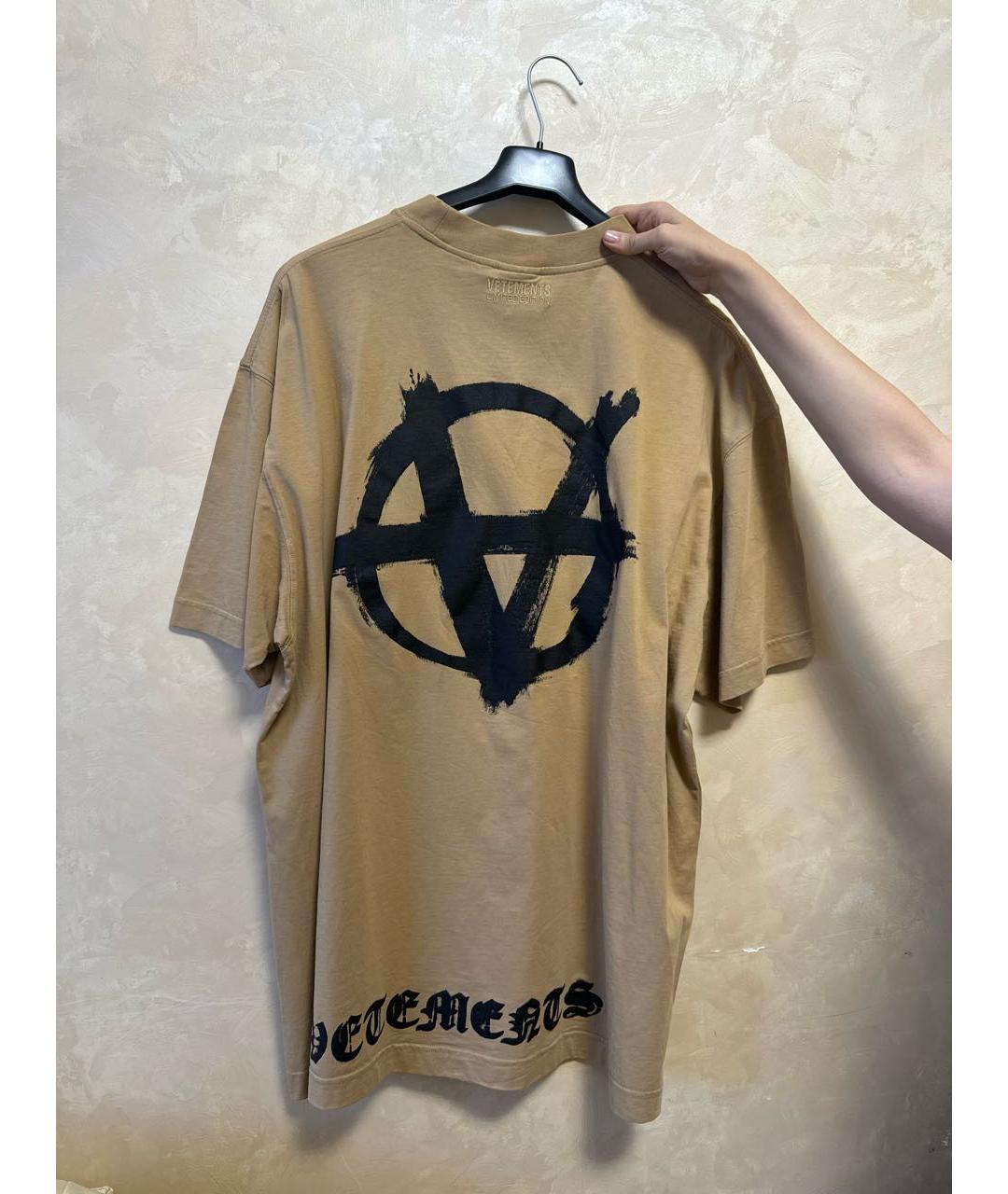 VETEMENTS Бежевая хлопковая футболка, фото 2