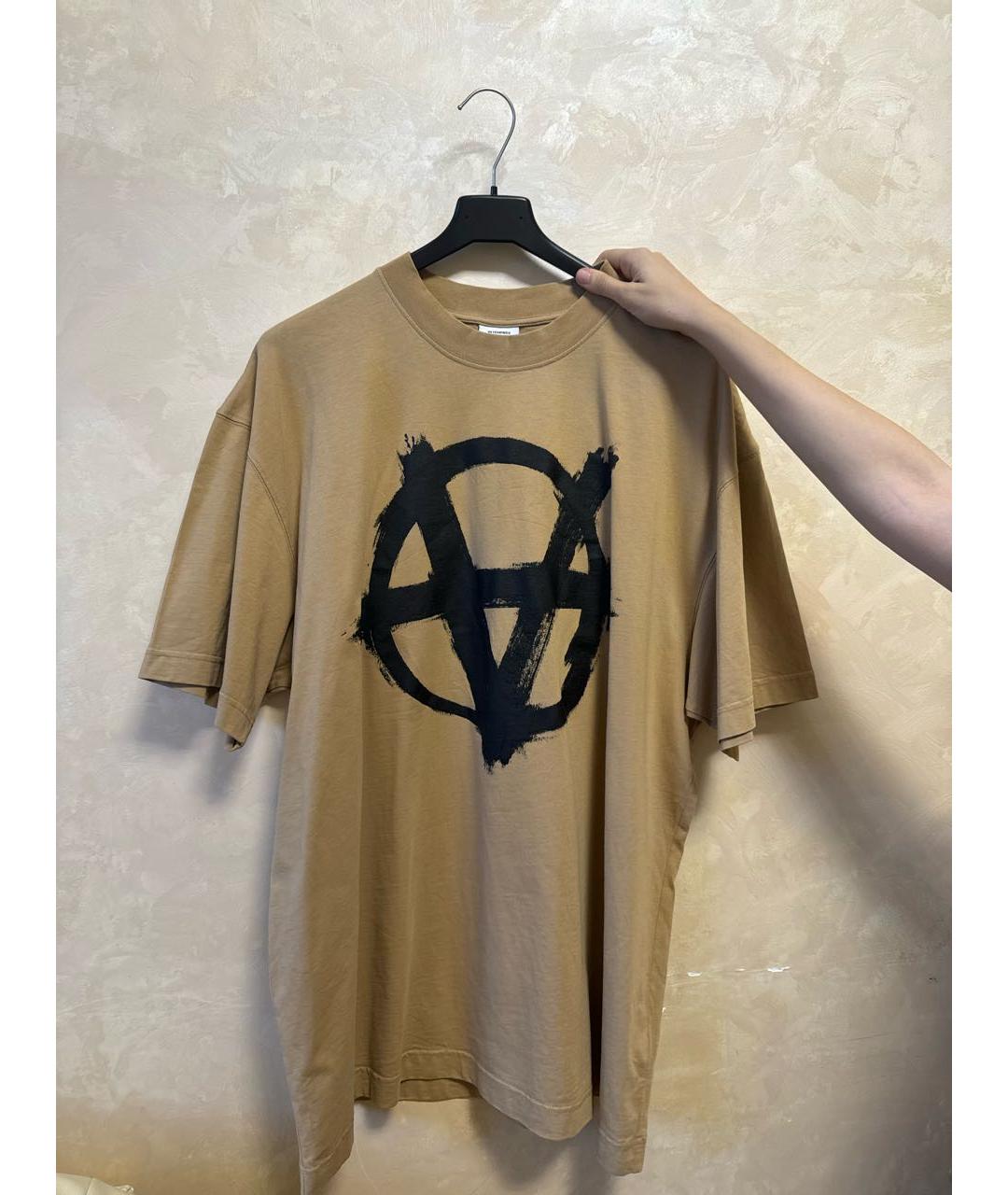 VETEMENTS Бежевая хлопковая футболка, фото 5