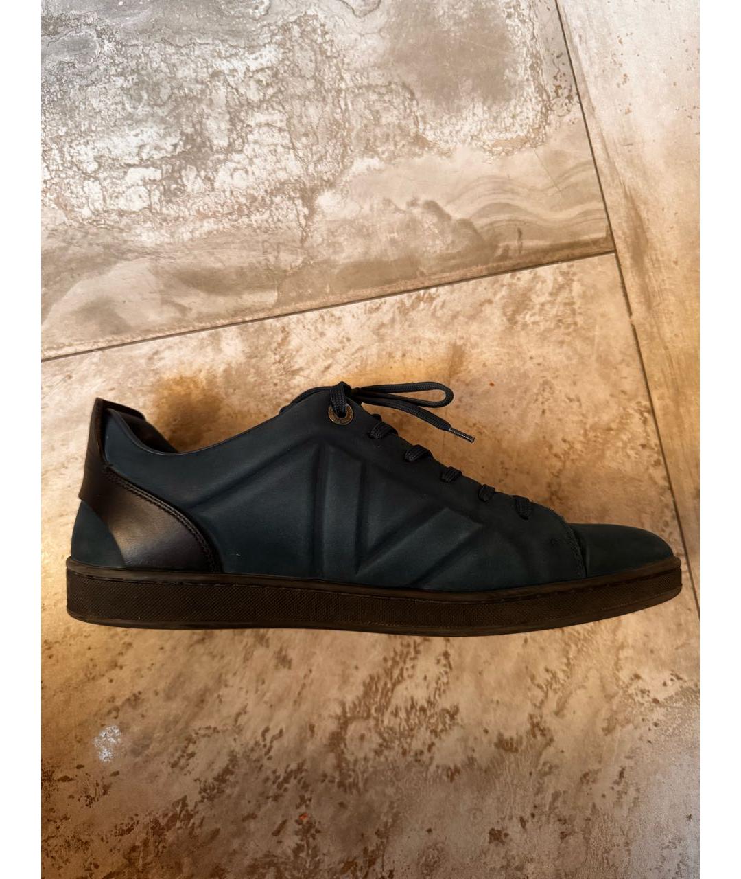 LOUIS VUITTON Синие нубуковые низкие кроссовки / кеды, фото 8