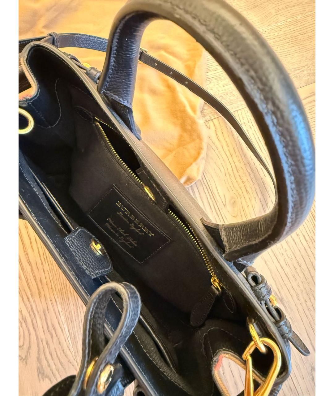 BURBERRY Черная кожаная сумка с короткими ручками, фото 4