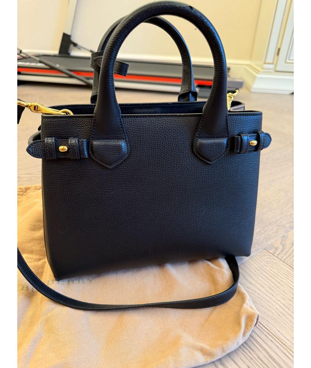 BURBERRY Черная кожаная сумка с короткими ручками, фото 3