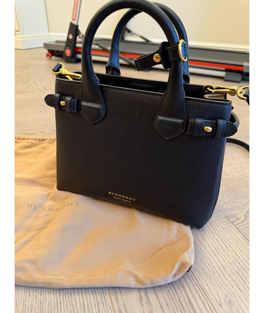 BURBERRY Черная кожаная сумка с короткими ручками, фото 9