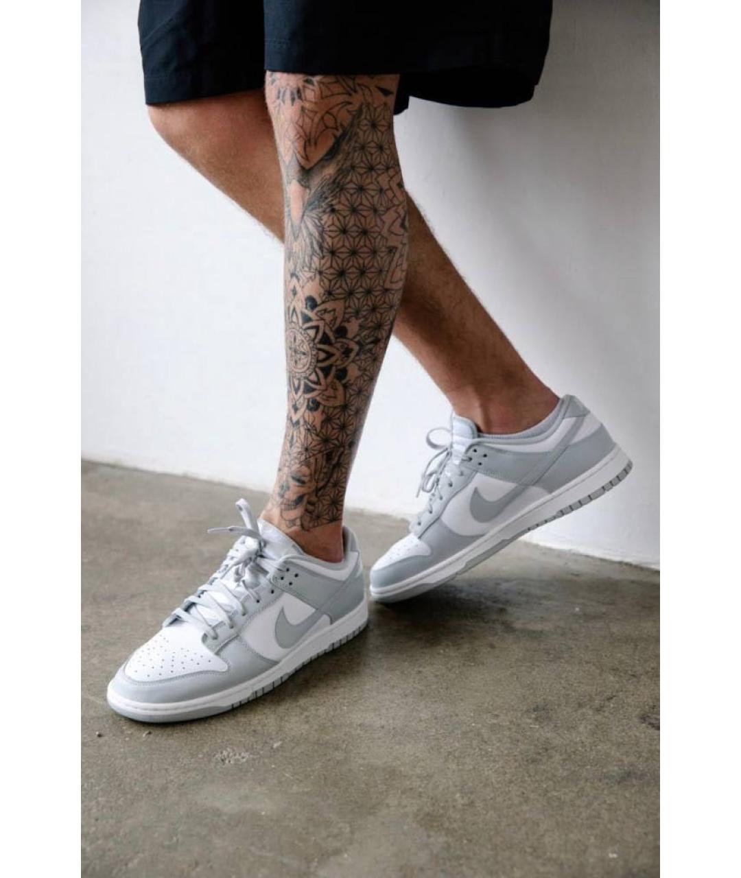 NIKE Серые кожаные низкие кроссовки / кеды, фото 4