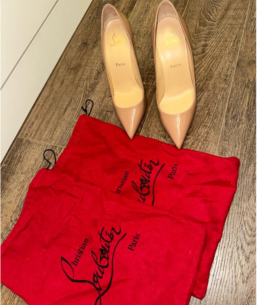 CHRISTIAN LOUBOUTIN Бежевые туфли из лакированной кожи, фото 5