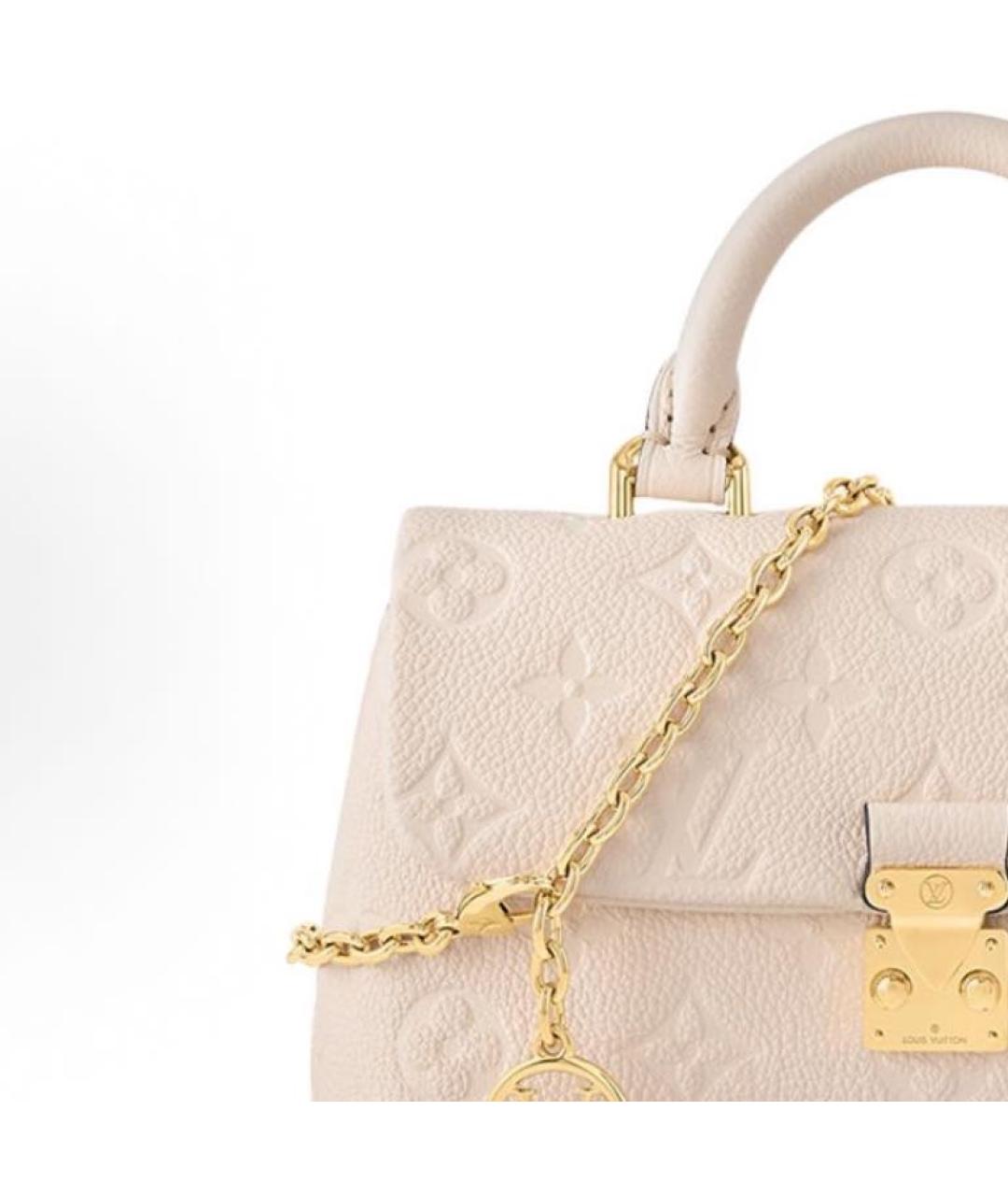 LOUIS VUITTON Бежевая кожаная сумка с короткими ручками, фото 5