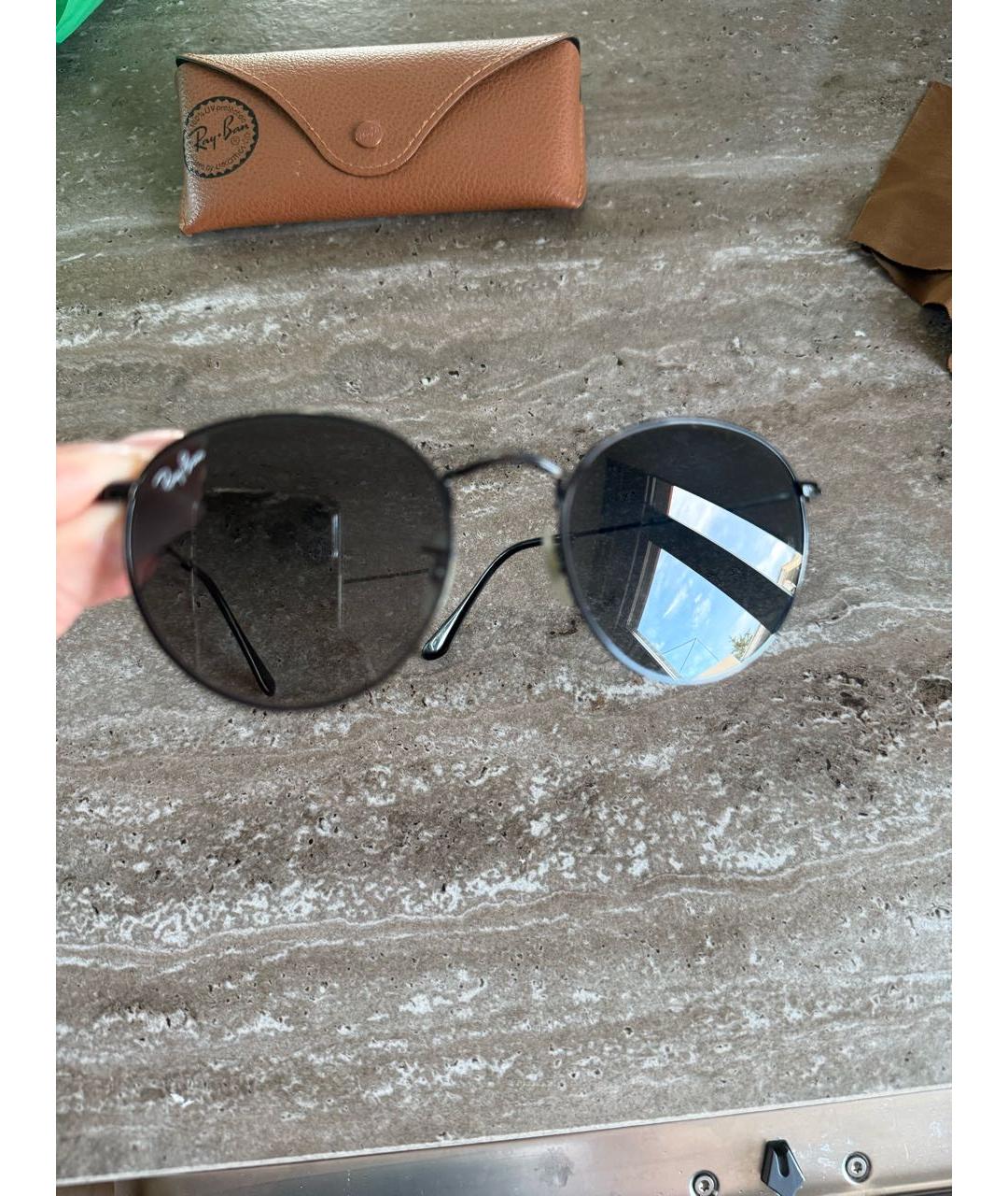 RAY BAN Черные металлические солнцезащитные очки, фото 4