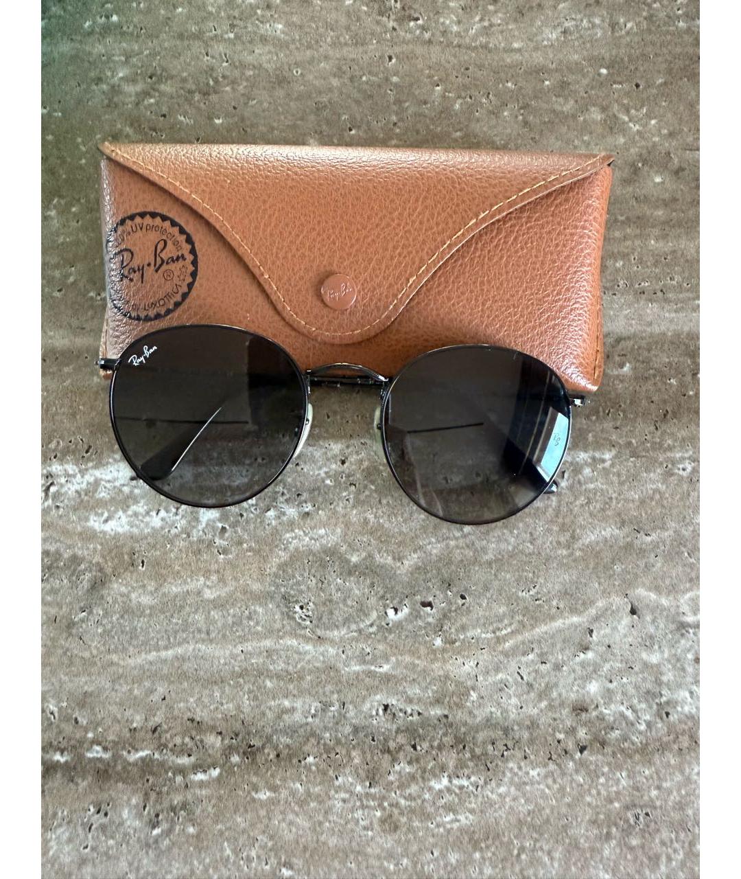 RAY BAN Черные металлические солнцезащитные очки, фото 2
