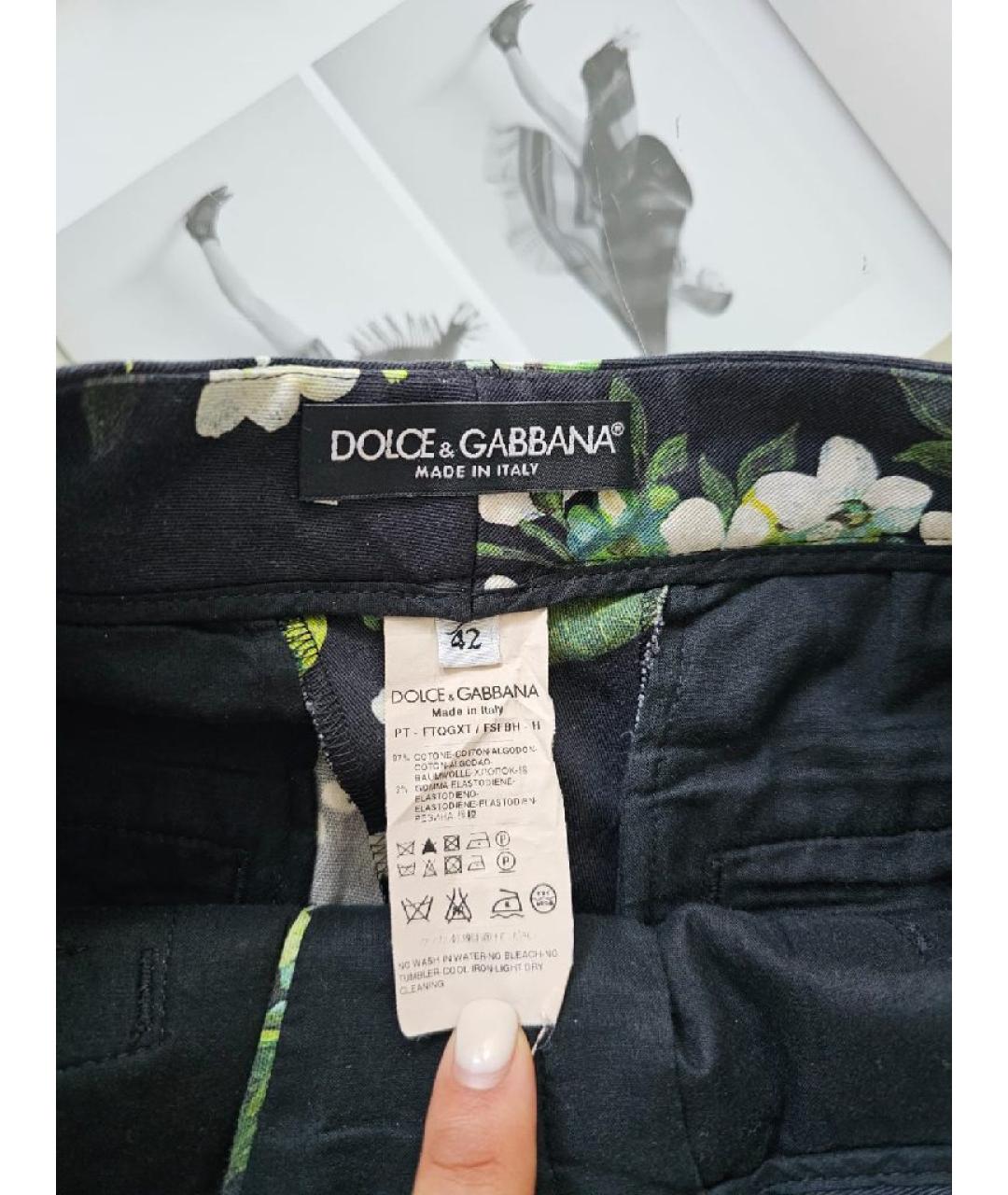 DOLCE&GABBANA Черные хлопковые прямые брюки, фото 5