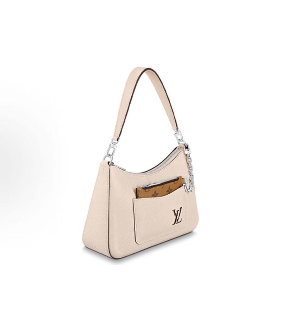 LOUIS VUITTON Бежевая кожаная сумка через плечо, фото 2