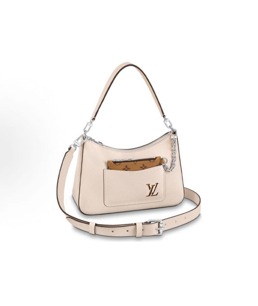 LOUIS VUITTON Бежевая кожаная сумка через плечо, фото 6