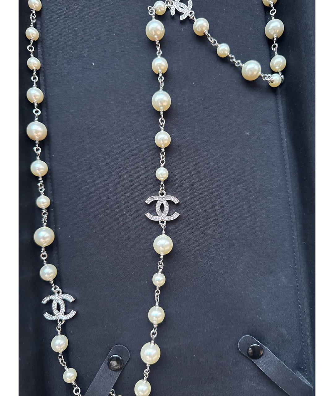 CHANEL Серебряное жемчужное колье, фото 2