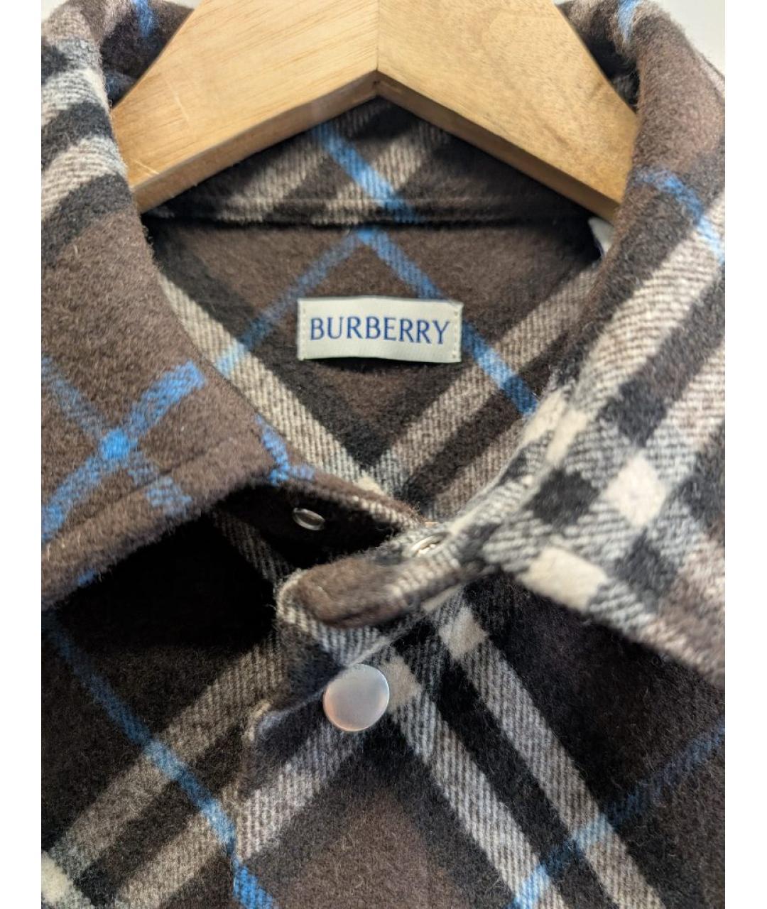 BURBERRY Коричневая шерстяная кэжуал рубашка, фото 3