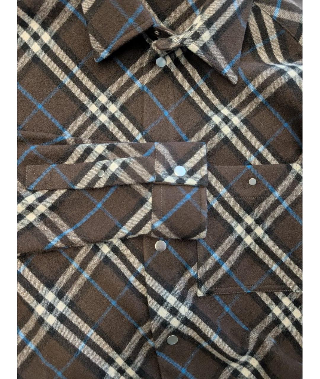 BURBERRY Коричневая шерстяная кэжуал рубашка, фото 4
