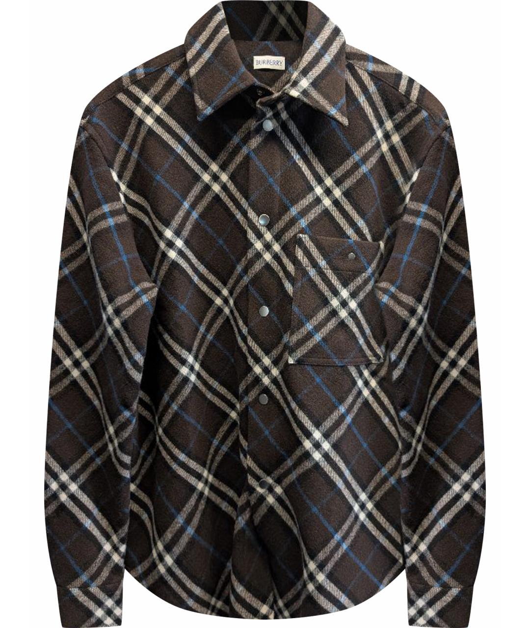 BURBERRY Коричневая шерстяная кэжуал рубашка, фото 1