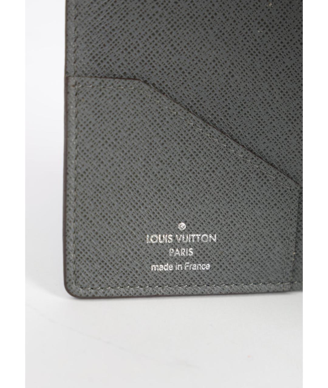 LOUIS VUITTON Серый кожаный кардхолдер, фото 5