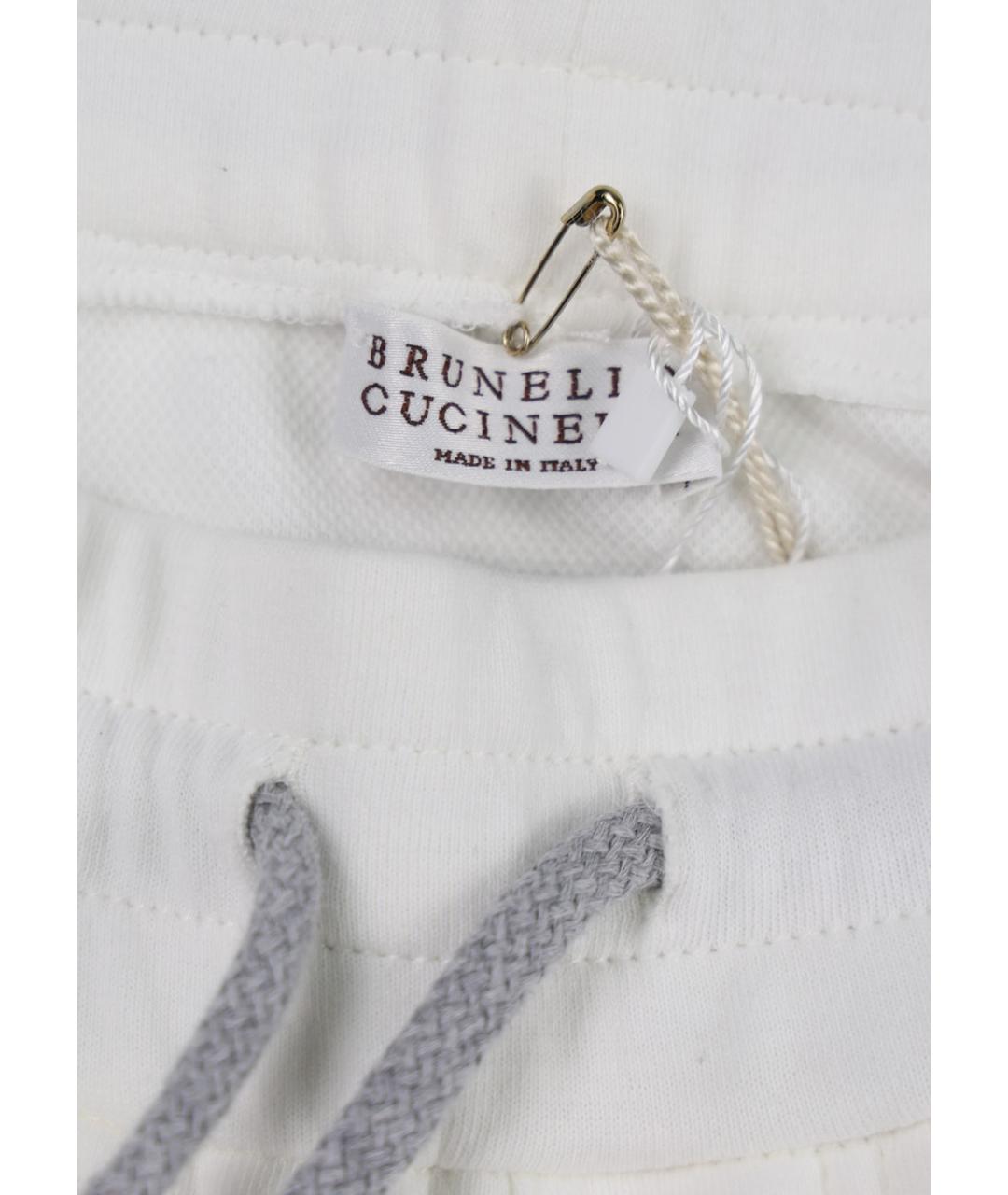BRUNELLO CUCINELLI Белые хлопковые повседневные брюки, фото 3