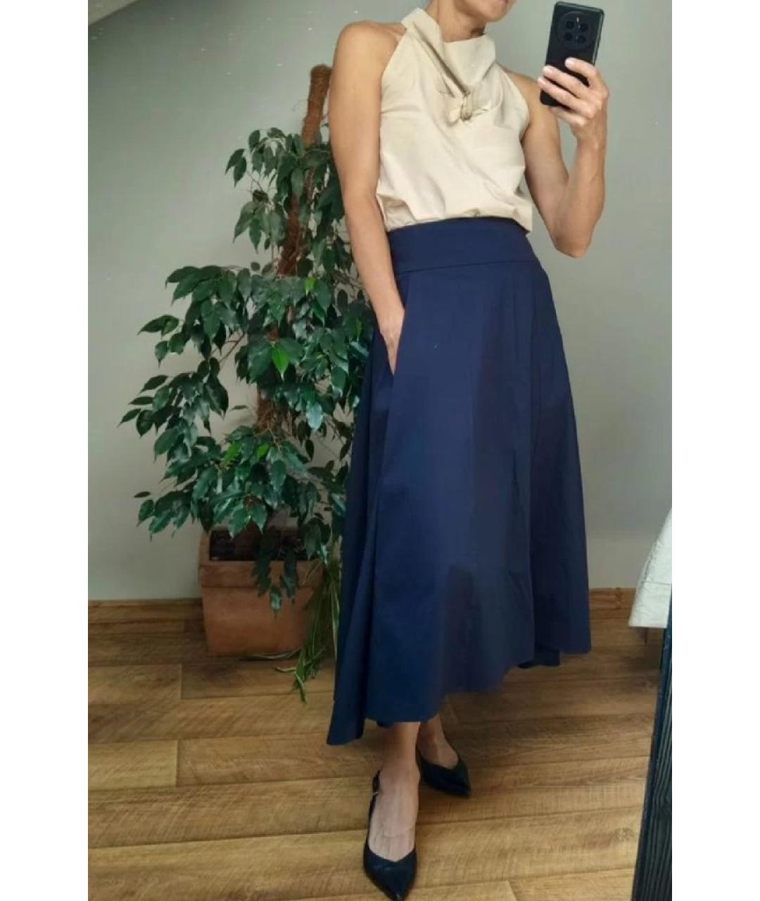 'S MAX MARA Синяя хлопковая юбка макси, фото 4