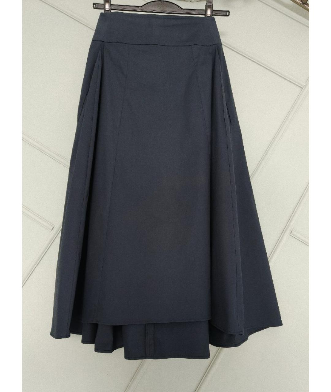 'S MAX MARA Синяя хлопковая юбка макси, фото 6