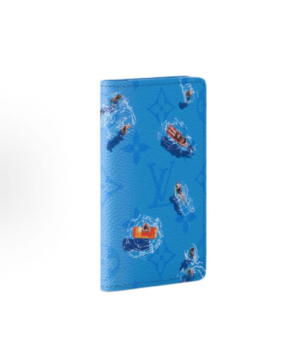 LOUIS VUITTON Синий кожаный кошелек, фото 2