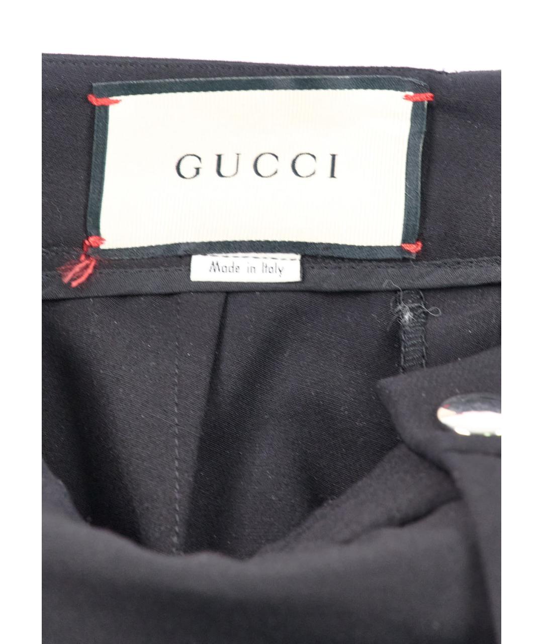 GUCCI Черные хлопковые прямые брюки, фото 3