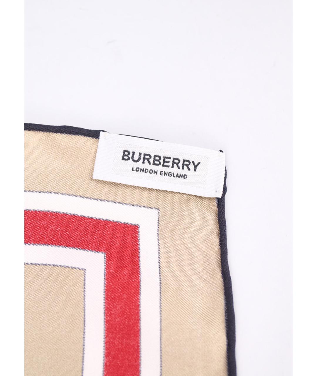 BURBERRY Бежевый шелковый платок, фото 3