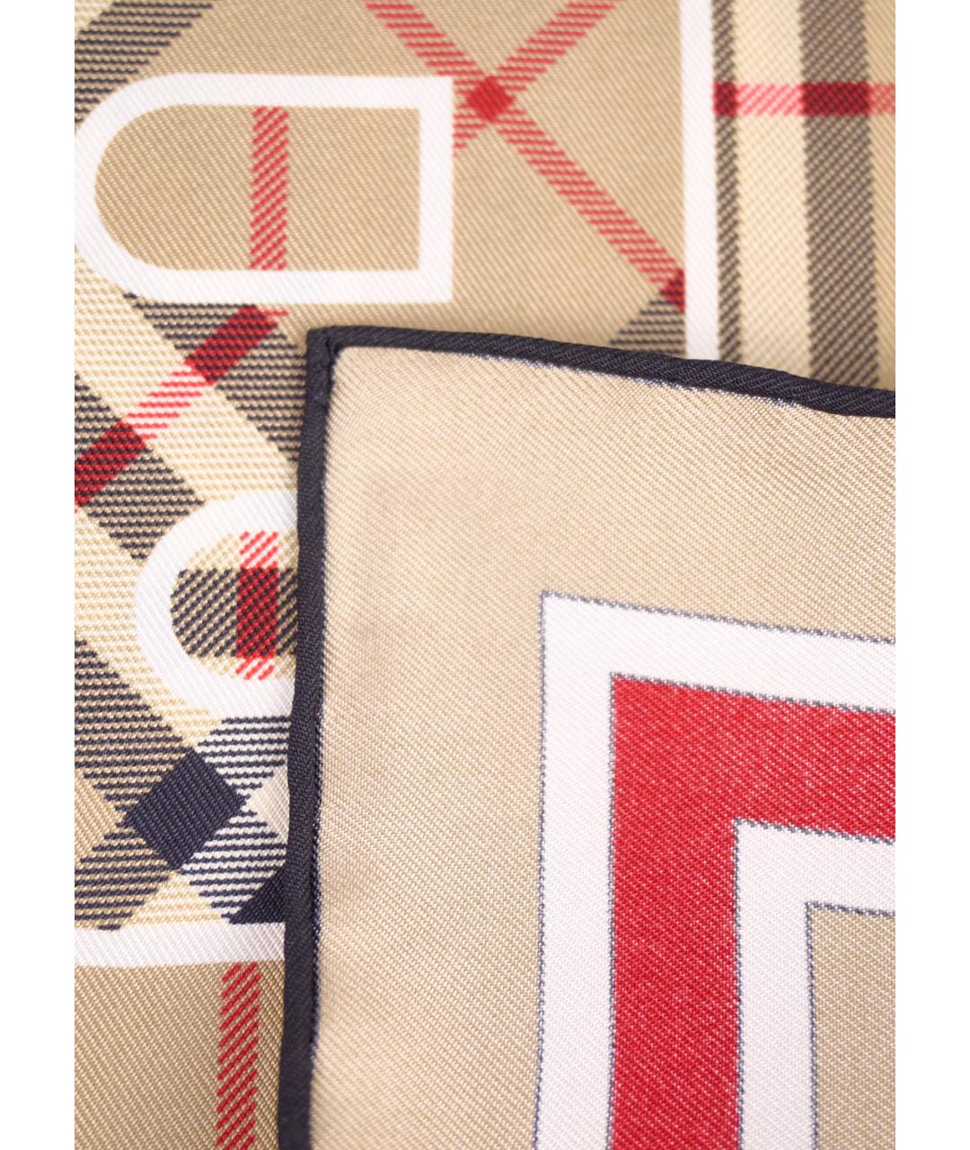BURBERRY Бежевый шелковый платок, фото 4