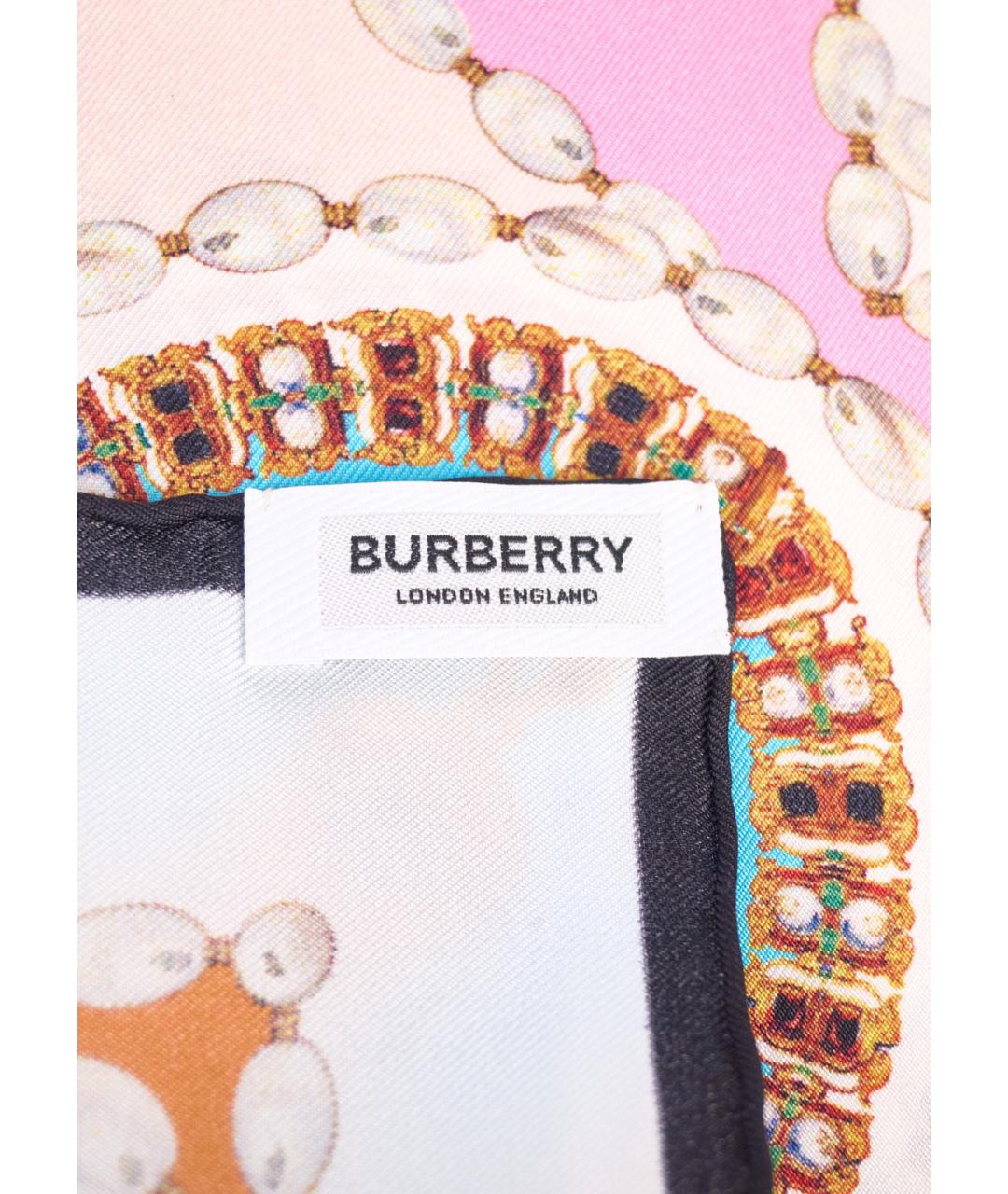 BURBERRY Розовый шелковый платок, фото 4