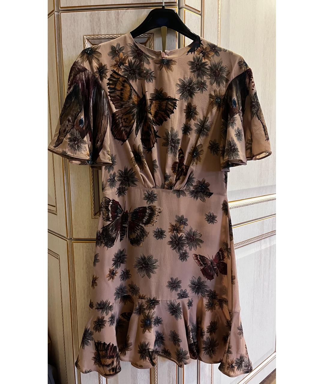 VALENTINO Бежевое шелковое коктейльное платье, фото 3